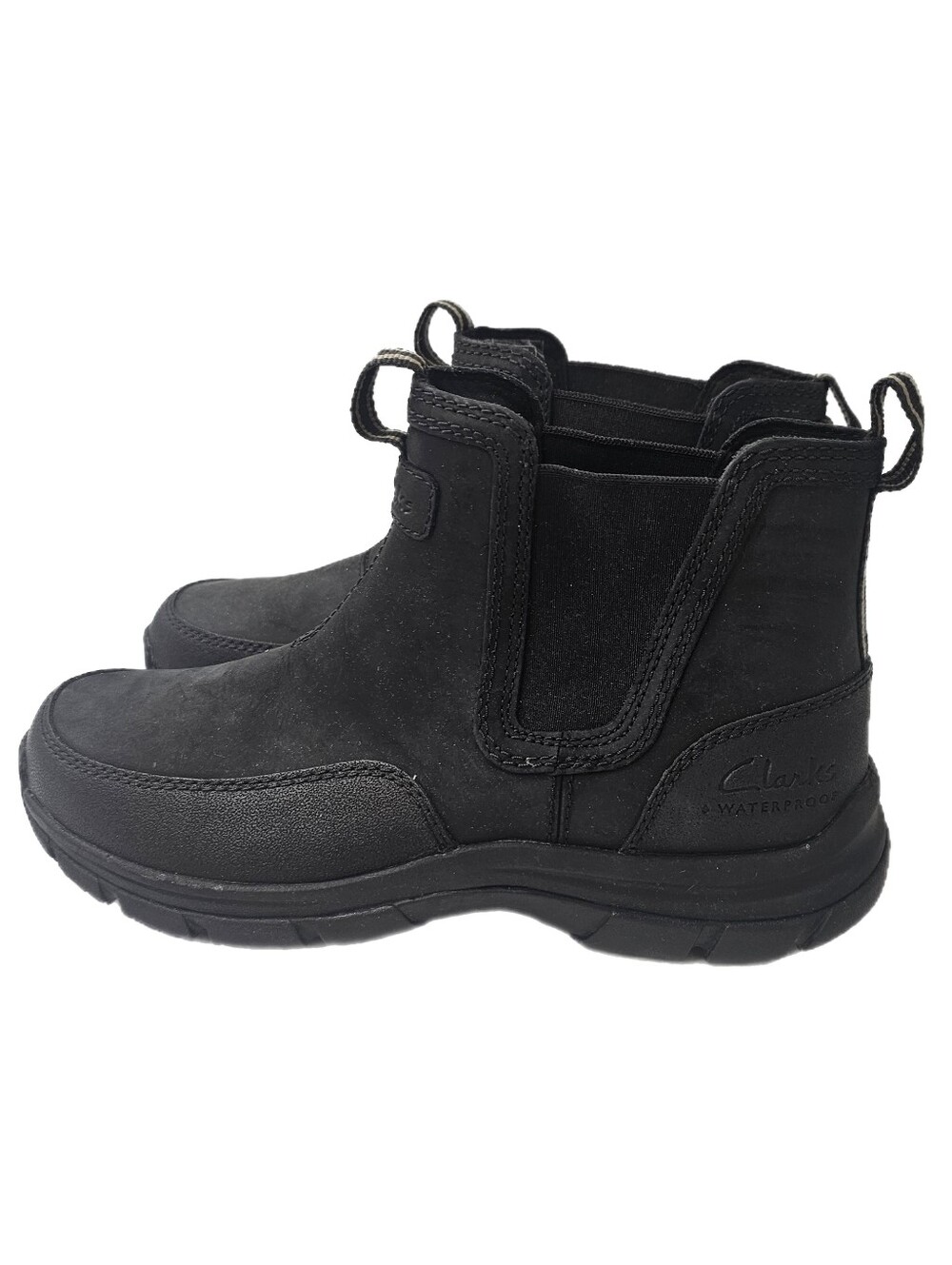 Clarks Walpath Easy Waterproof Chelsea Boots Black Leather Men's 7.5M NWOB